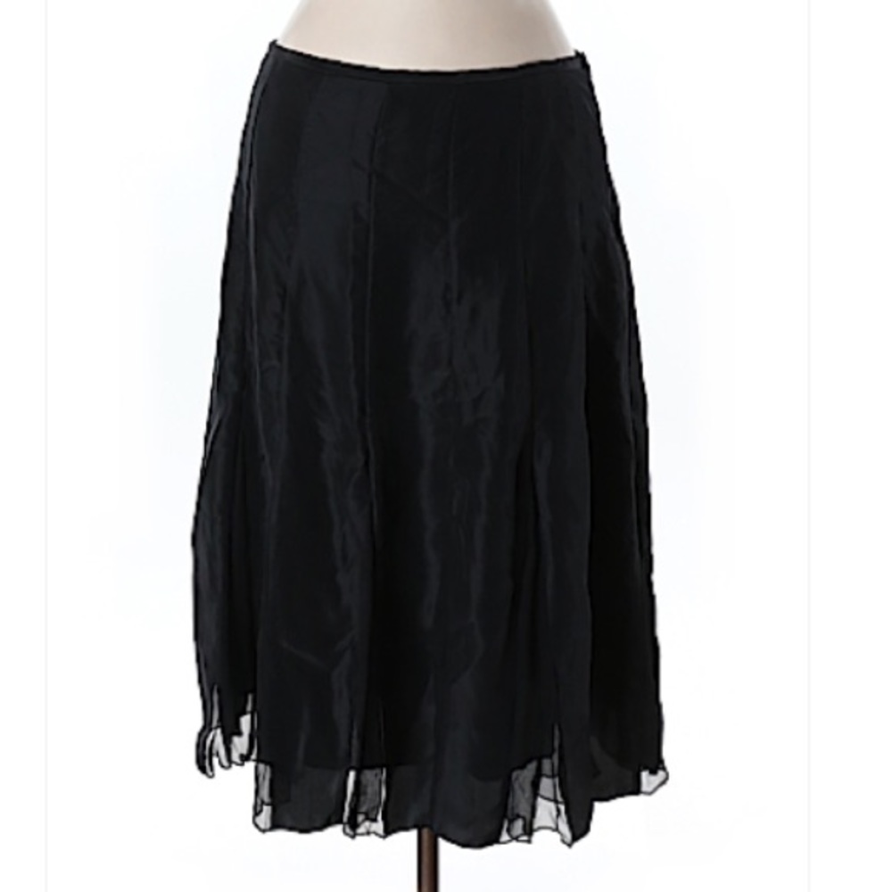 LYNN RICHIE Black Silk Midi Skirt